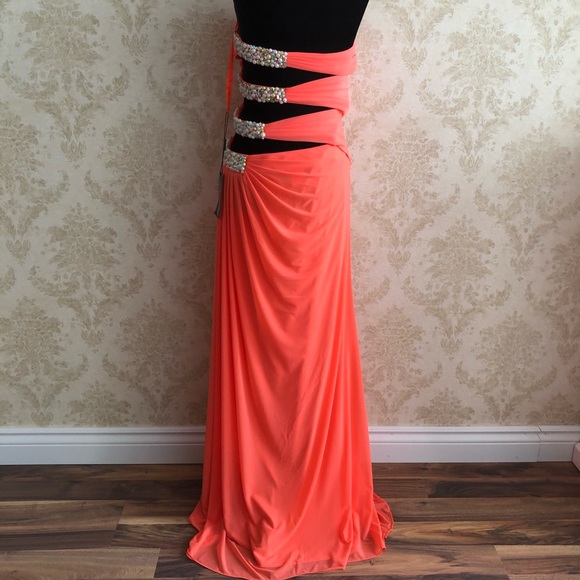 BNWT La Femme strapless / beaded floor length gown - Picture 5 of 12